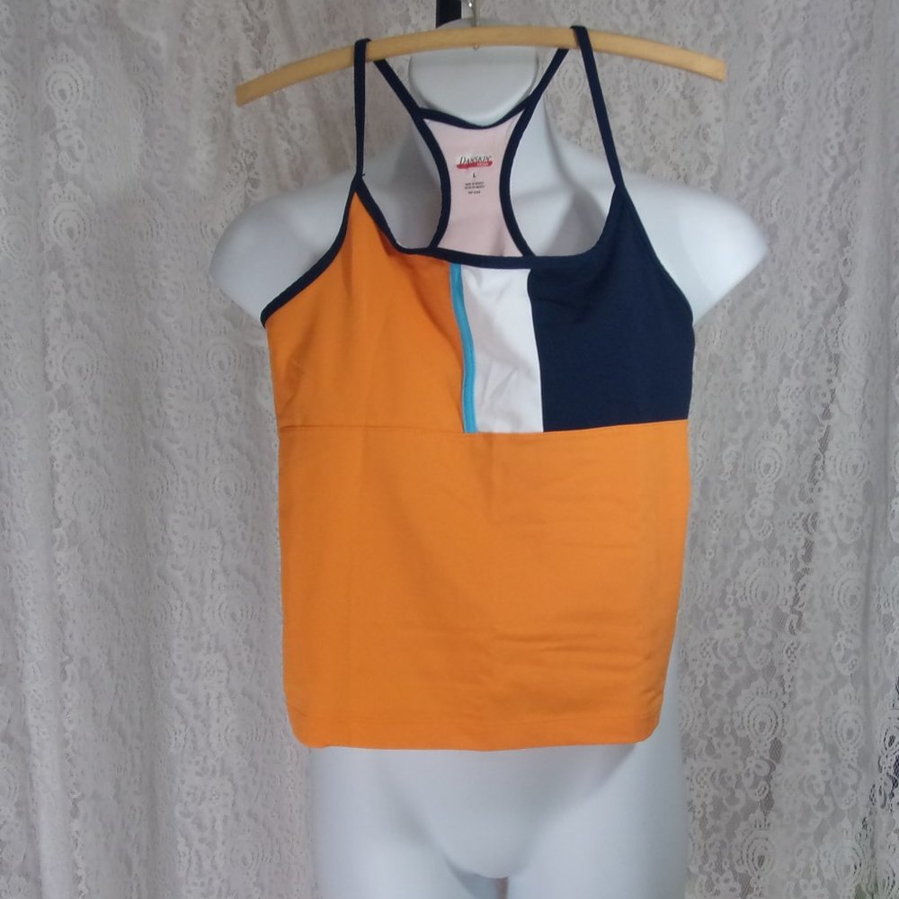 Danskin Now Color Block Racer Back Tank Top Size L